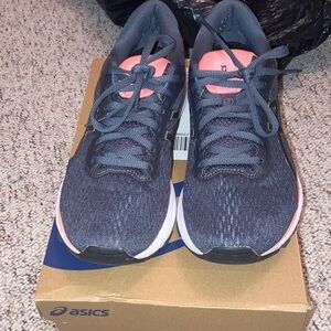 WORN ONCE! ASICS GT-1000 Dark Gray and coral Sneakers